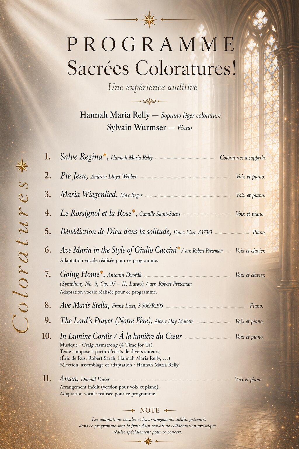 Programme du concert Sacrées Coloratures !